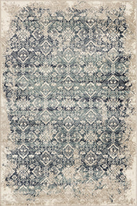 2’ x 8’ Beige Blue Distressed Diamonds Runner Rug