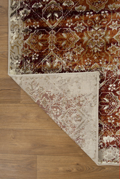 2’ x 8’ Rust Ivory Distressed Diamonds Runner Rug