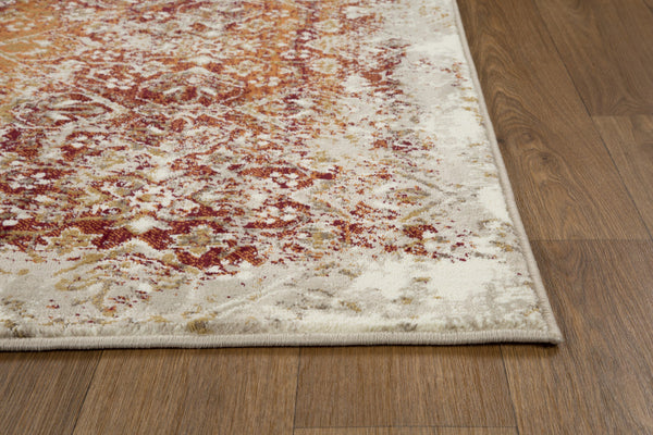 3’ x 5’ Rust Ivory Distressed Diamonds Area Rug