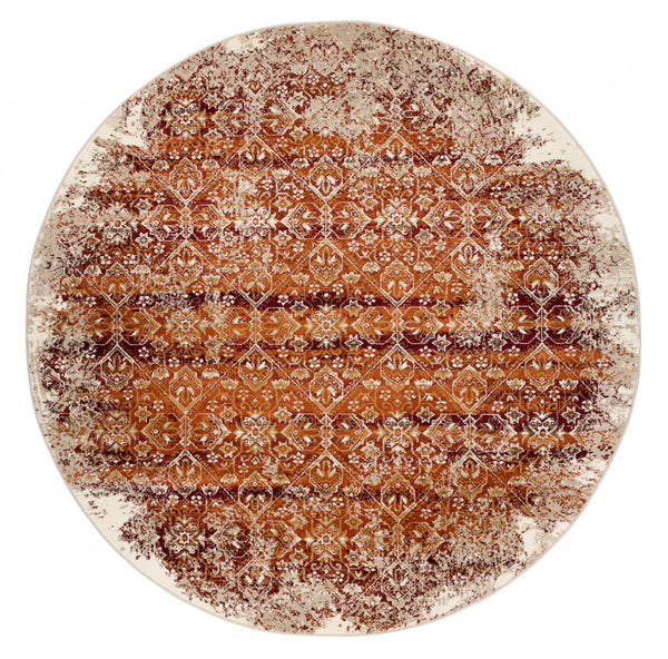 3’ x 5’ Rust Ivory Distressed Diamonds Area Rug