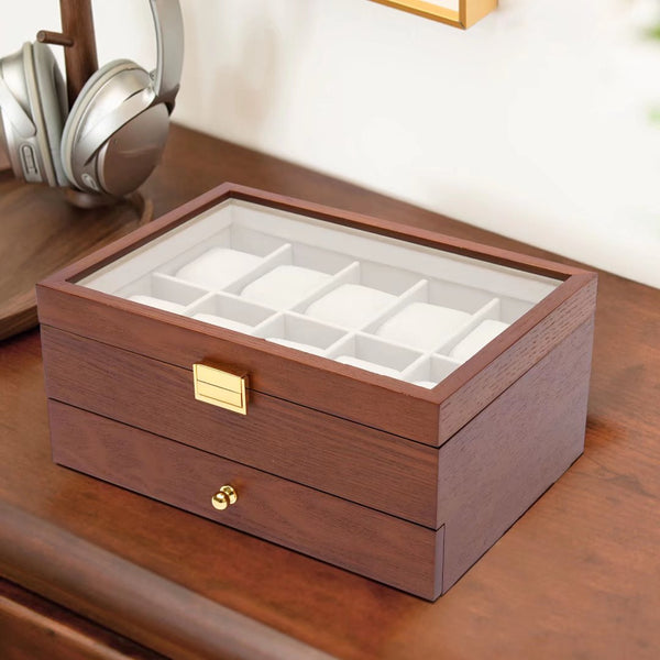 Brown Classy Wooden Jewelry Box With 2 Layers