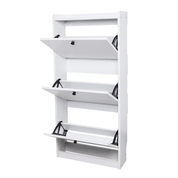 Modern White Vertical Shoe Organizer Cabinet