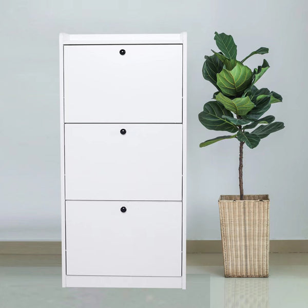 Modern White Vertical Shoe Organizer Cabinet