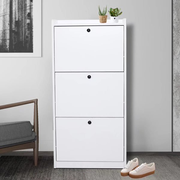 Modern White Vertical Shoe Organizer Cabinet