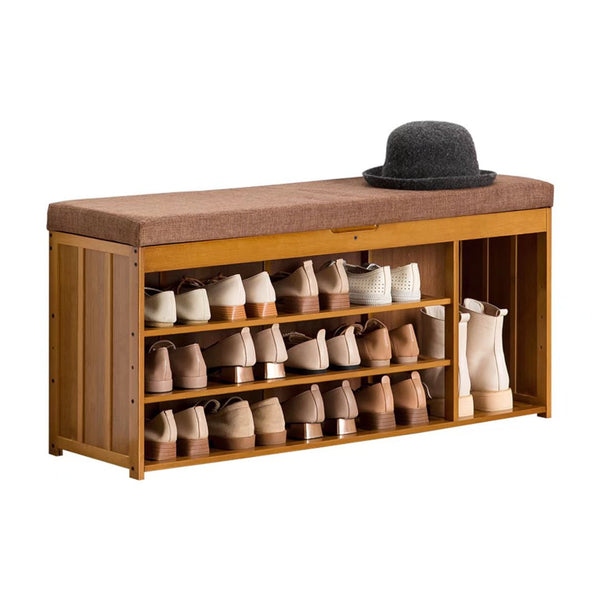 Stylish Brown Wood Shoe Rack And Bench