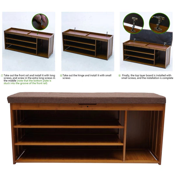 Stylish Brown Wood Shoe Rack And Bench