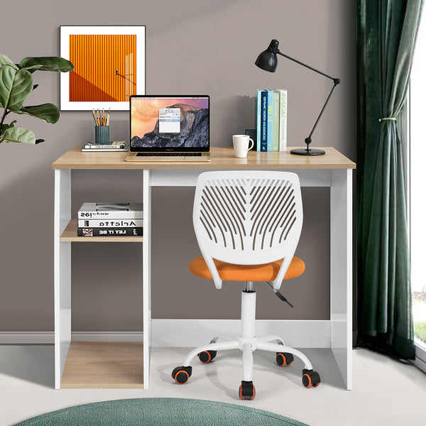 Modern White and Natural Wooden Computer Desk