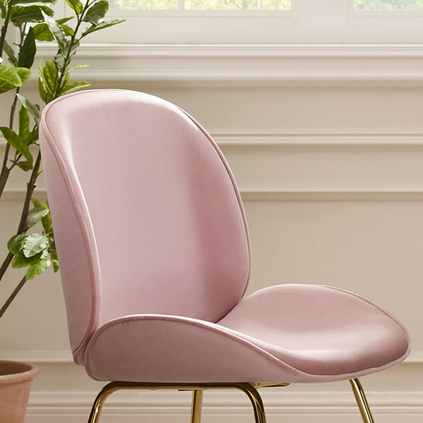 Gold and Pink Velvet Shell Shape Dining or Side Chair