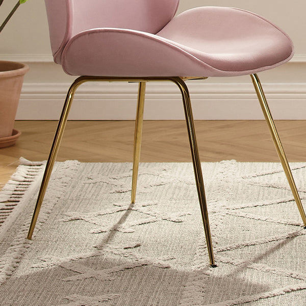 Gold and Pink Velvet Shell Shape Dining or Side Chair