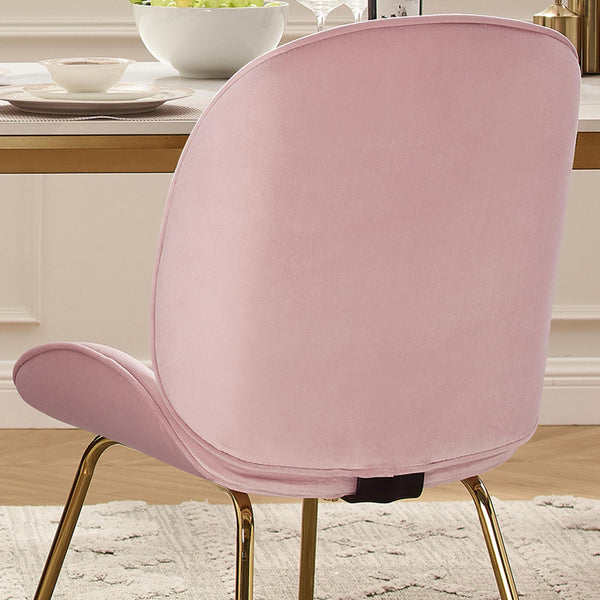 Gold and Pink Velvet Shell Shape Dining or Side Chair