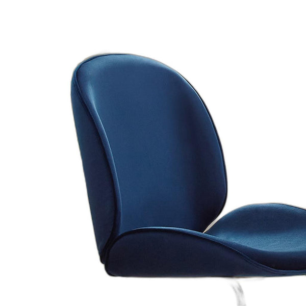 Gold and Blue Velvet Shell Shape Dining or Side Chair