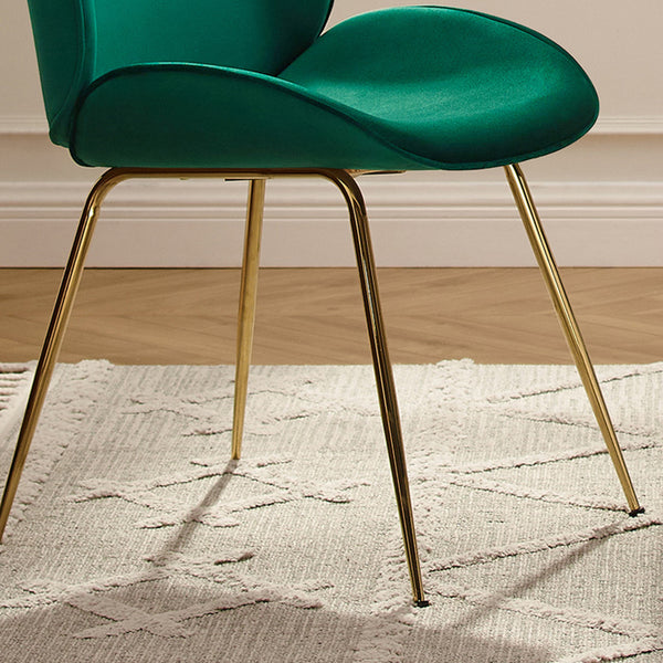 Gold and Green Velvet Shell Shape Dining or Side Chair