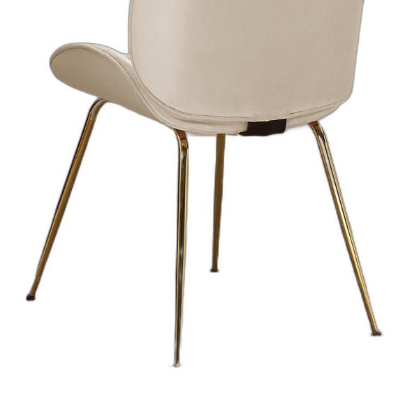 Gold and Beige Velvet Shell Shape Dining or Side Chair