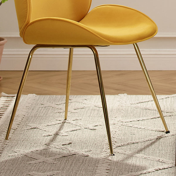 Gold and Yellow Velvet Shell Shape Dining or Side Chair