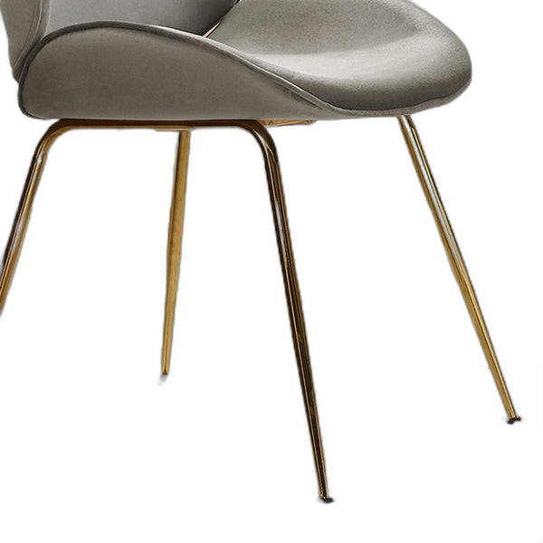 Gold and Gray Velvet Shell Shape Dining or Side Chair