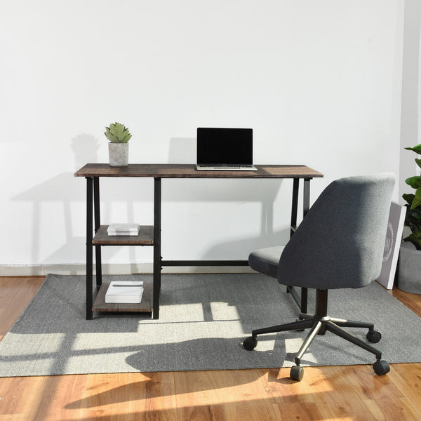 Modern Geo Oak Home Office Table With Storage Shelves