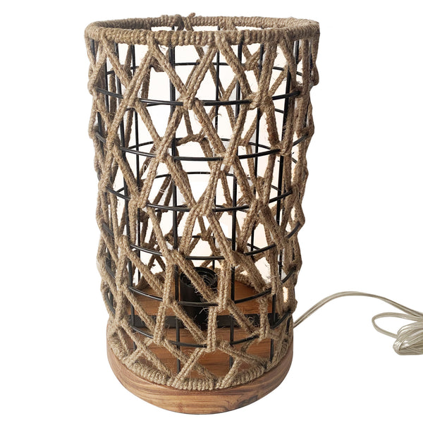 17” Modern Boho Jute Cylinder Table Lamp