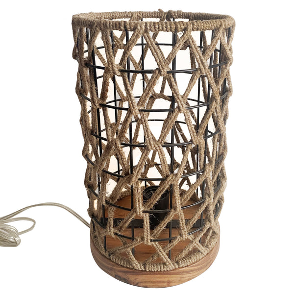 17” Modern Boho Jute Cylinder Table Lamp