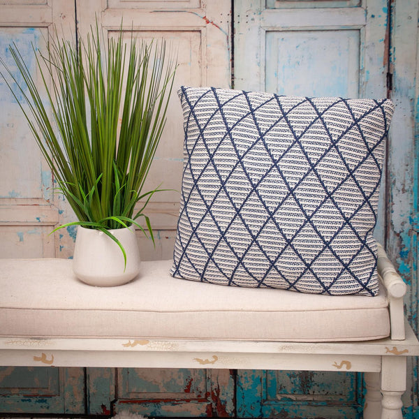 Parkland Collection Grove Transitional Blue Argyle Throw Pillow