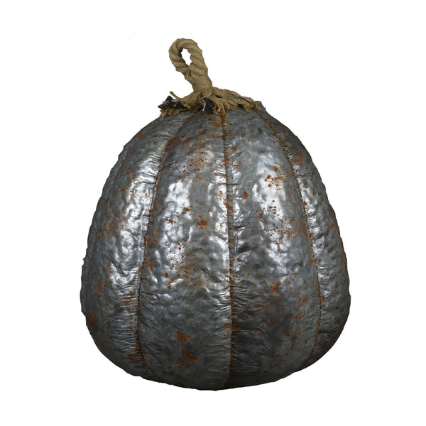 27" Rustic Gray Metal Pumpkin Sculpture