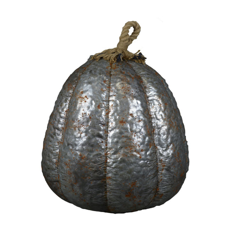 27" Rustic Gray Metal Pumpkin Sculpture