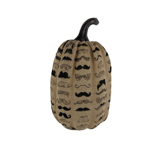 14" Mustache Burlap Pumpkin Sculpture