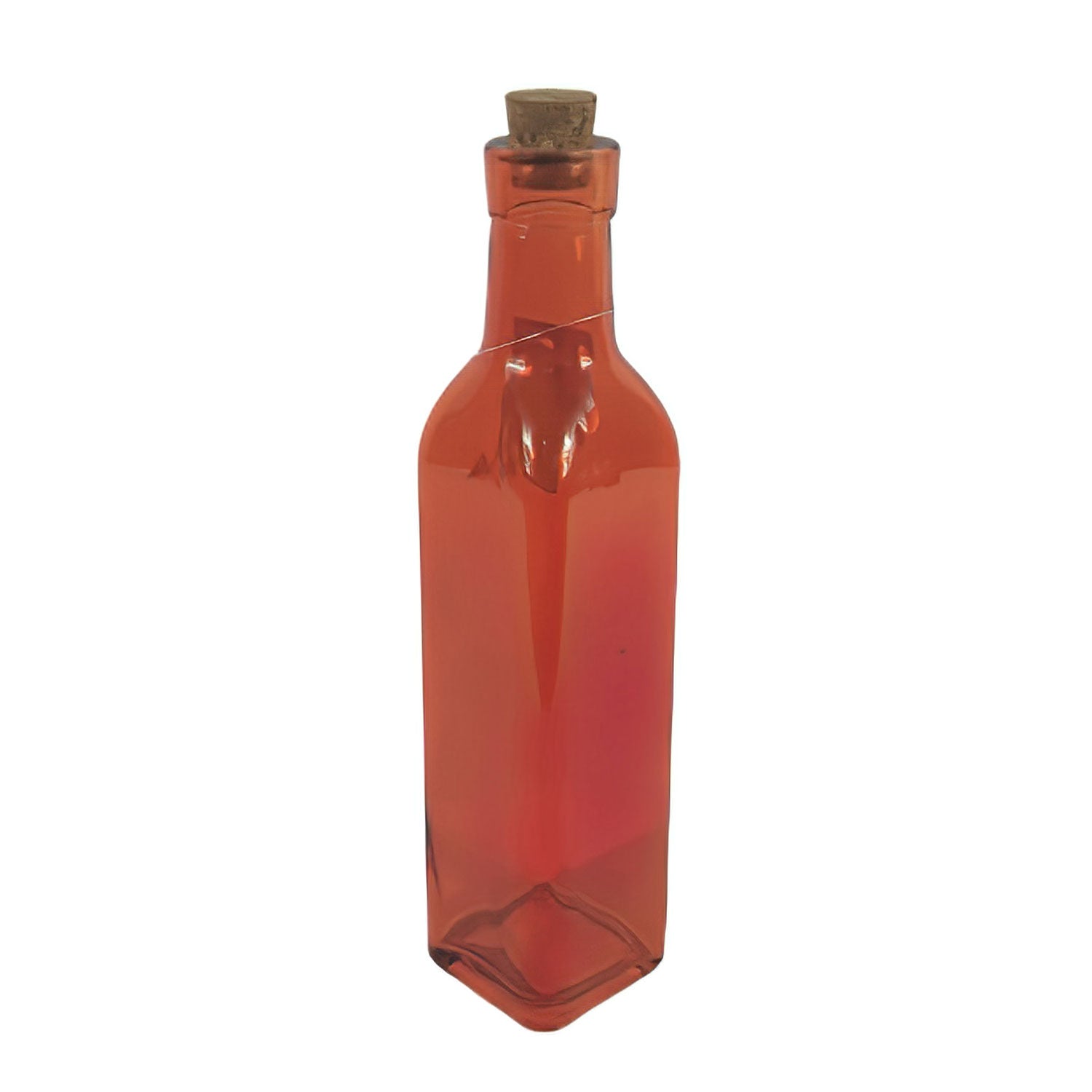 9" Orange Decorative Glass Bottle