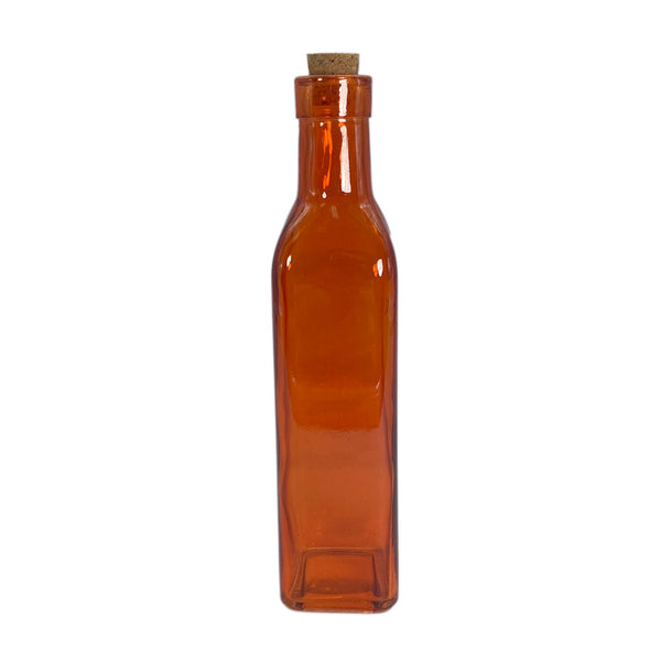 9" Orange Decorative Glass Bottle