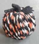 9" Orange Black and White Twisted Burlap Rope Pumpkin Sculpture