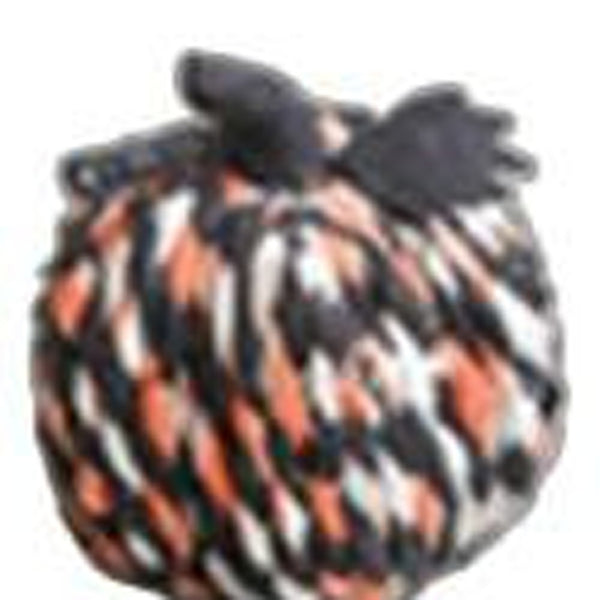 9" Orange Black and White Twisted Burlap Rope Pumpkin Sculpture