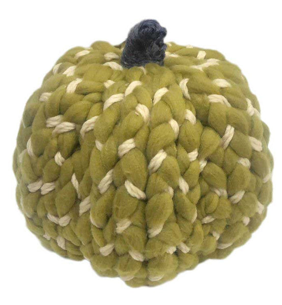 10" Moss Green Chunky Knit Pumpkin Sculpture