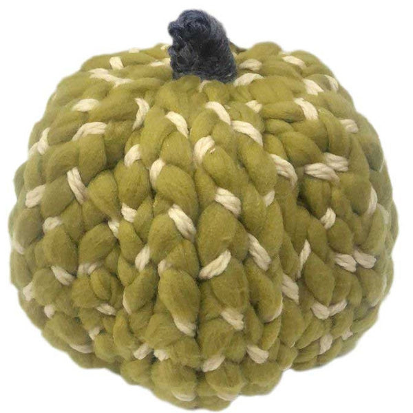 10" Moss Green Chunky Knit Pumpkin Sculpture