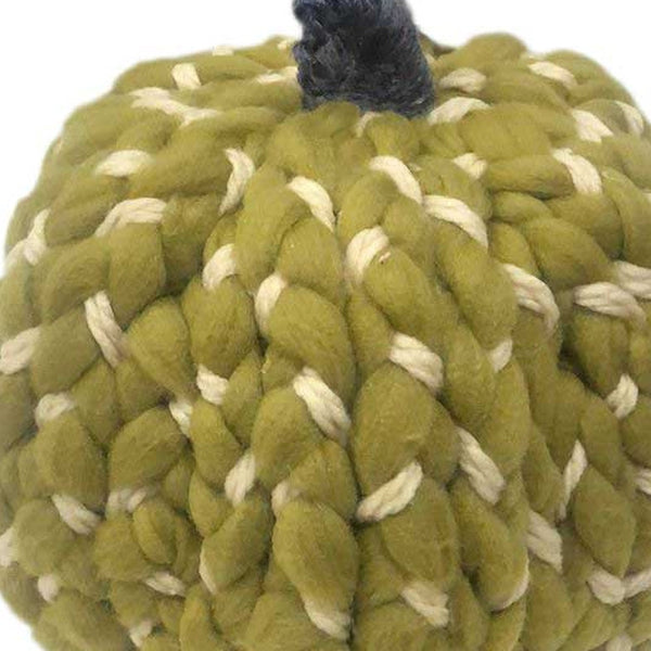 10" Moss Green Chunky Knit Pumpkin Sculpture