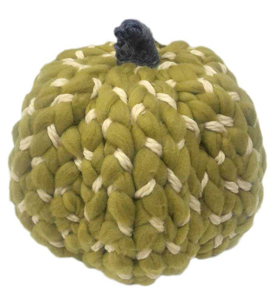 10" Moss Green Chunky Knit Pumpkin Sculpture