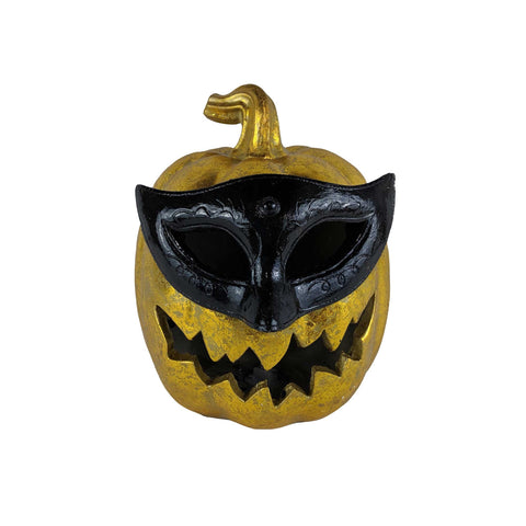 LED Masked Gold Jack-O-Lantern Sculpture