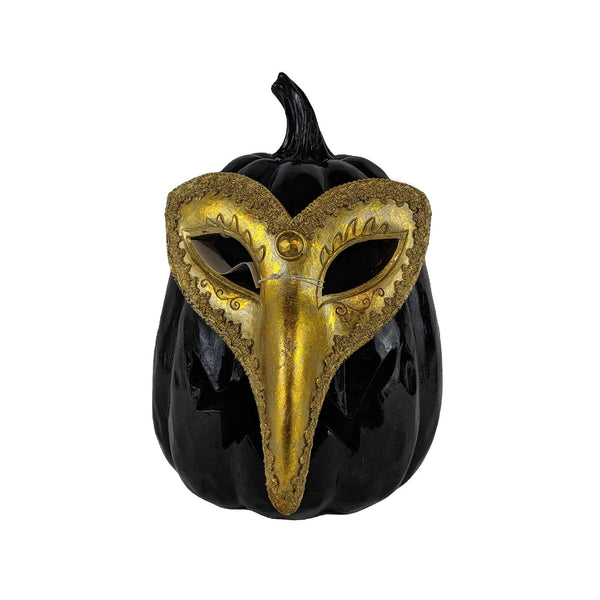 13" LED Gold Mask On Black Jack-O-Lantern