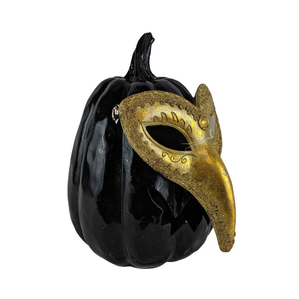 13" LED Gold Mask On Black Jack-O-Lantern