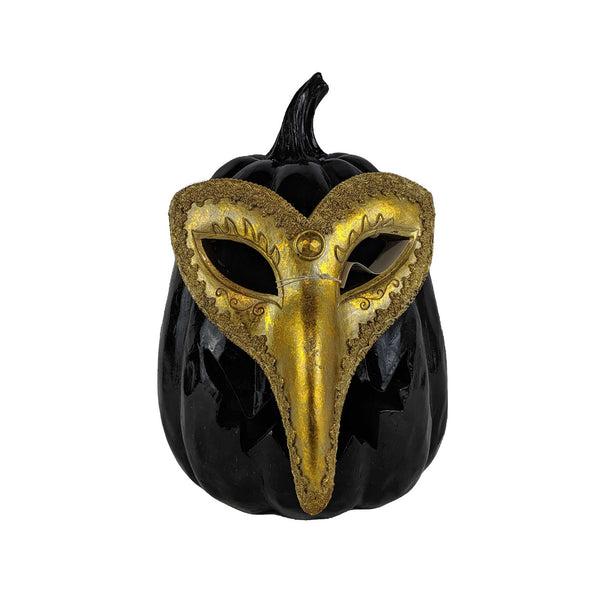 13" LED Gold Mask On Black Jack-O-Lantern