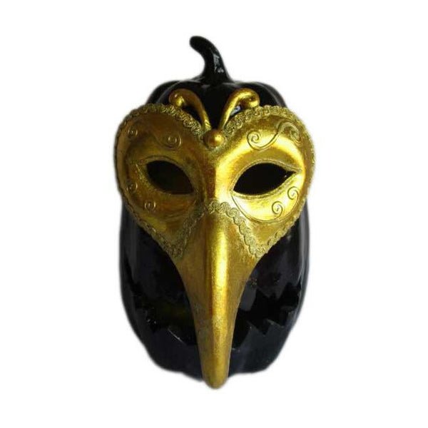 11" LED Gold Mask On Black Jack-O-Lantern