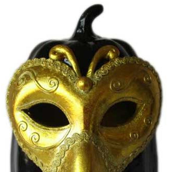 11" LED Gold Mask On Black Jack-O-Lantern