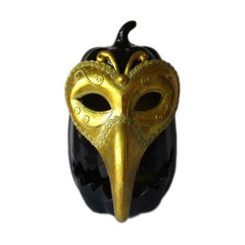 11" LED Gold Mask On Black Jack-O-Lantern