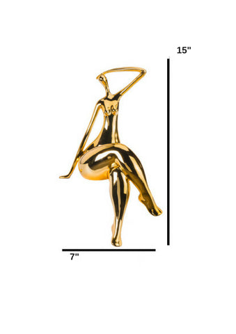 Gold Women Posing Sculpture