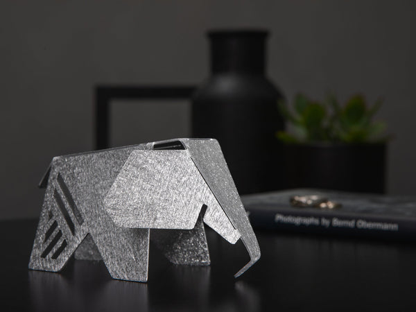 Aluminum 5" Elephant Origami Geometric Sculpture