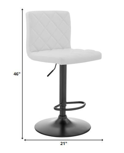 White Faux Leather Swivel Adjustable Bar Stool