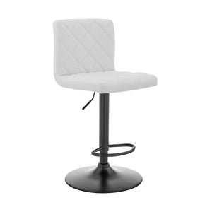 White Faux Leather Swivel Adjustable Bar Stool